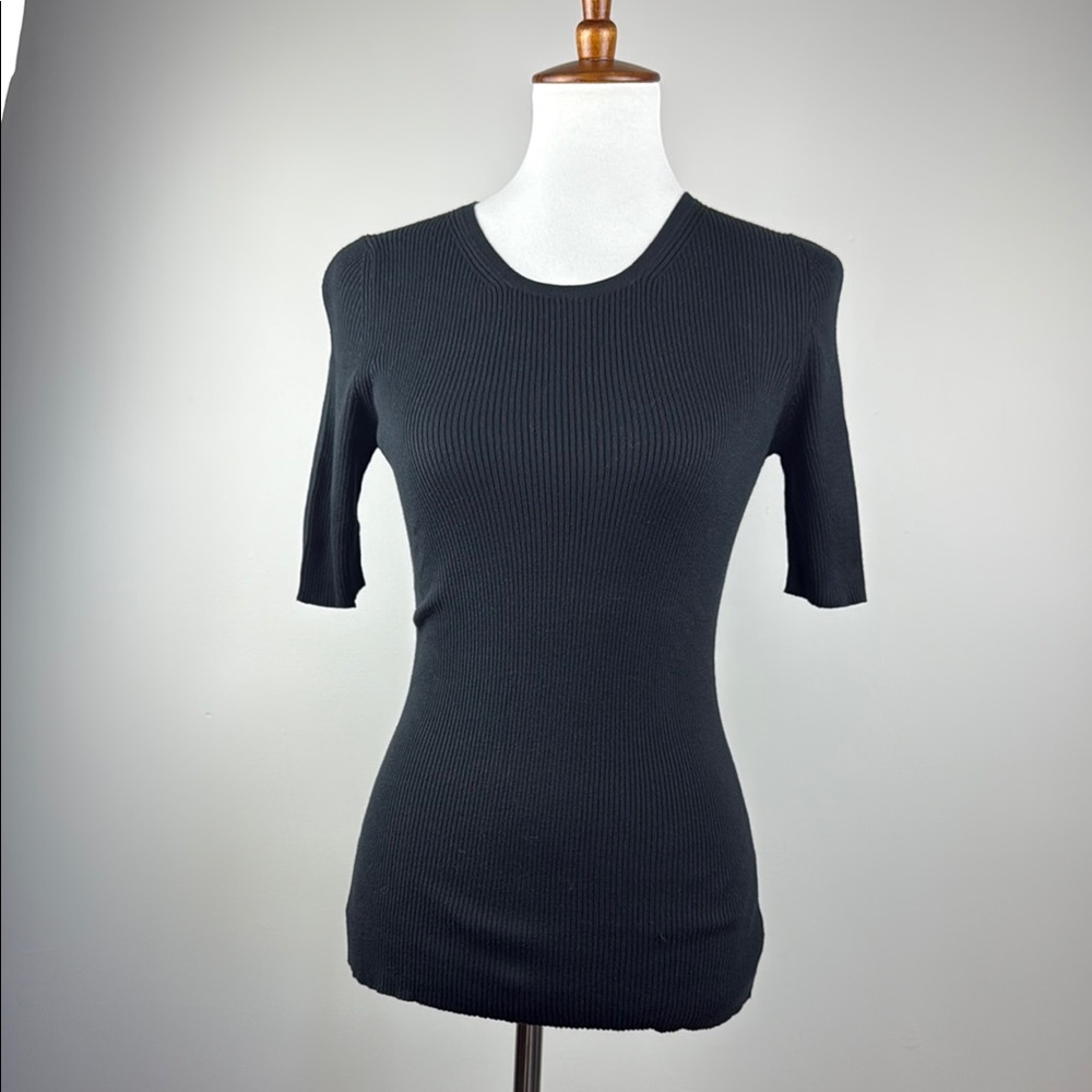 Peruvian Connection-Classic Black Ribbed Women's Top